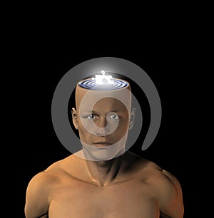 Man with puzzle piece mind