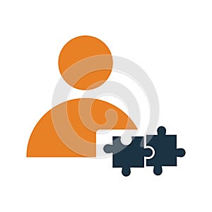 Man, puzzle, teamwork icon. Simple editable vector illustration