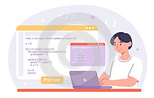 Man with python code vector concept