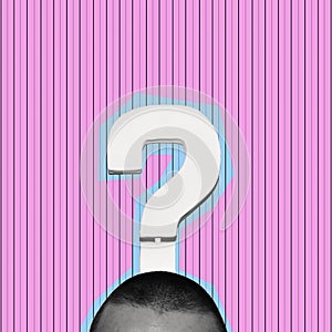Man and question mark, contemporary art collage