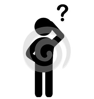 Man with question mark flat icon pictogram on white