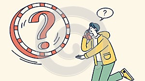 Man with question mark for problem solving and inquiry concept, vector design Generative AI