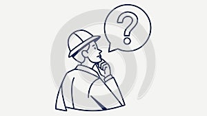 Man with Question Mark in Thought Bubble Icon, vector design Generative AI