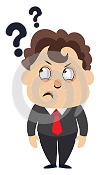Man with question marks, illustration, vector