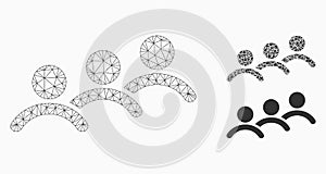 Man Queue Vector Mesh Carcass Model and Triangle Mosaic Icon