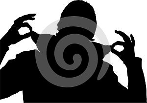 Man raised collar silhouette