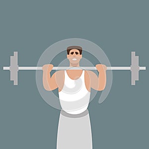 Man raises the bar, vector illustration ,flat style, front