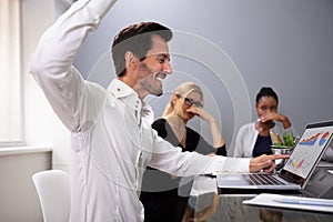 Man Raising Arm With Sweaty Armpit photo