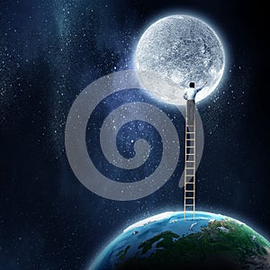 Man reaching moon planet