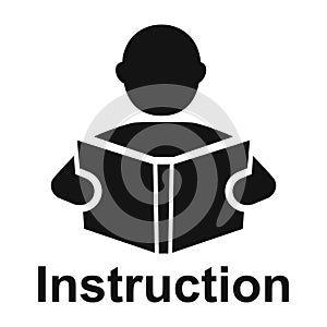 Man read a book simple icon. Education symbol. Instruction manual icon