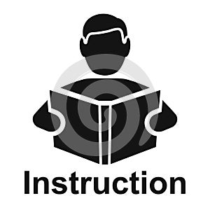 Man read a book simple icon. Education symbol. Instruction manual icon - for stock