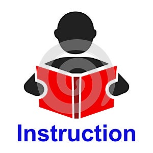 Man read a book simple icon. Education symbol. Instruction manual icon - vector