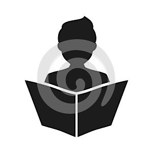 Man read a book simple icon. Education symbol. Instruction manual icon - vector