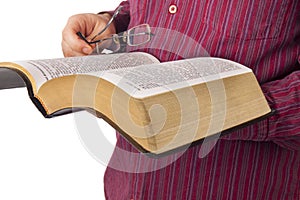 Man reading a Bible
