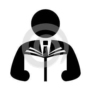 Man reading book vector icon