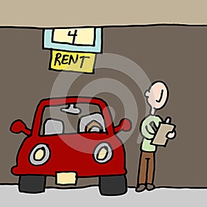 Man reading car rental contract