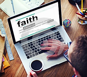 Man Reading Definition Faith Concept