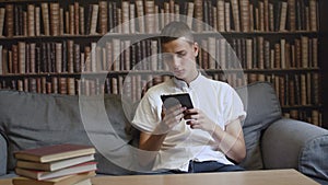 Man is reading ebook at the cafe