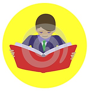 Man reading open book