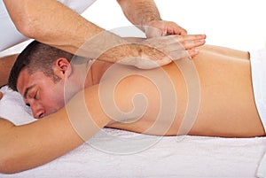 Man receiving back massage