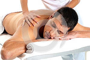 Man receiving massage relax treatment close-up