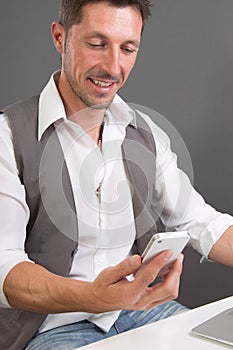 Man recieving message