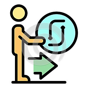 Man and reconnect sign icon color outline vector