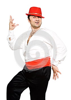 The man in a red hat