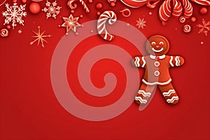 man red holiday decoration gingerbread food cookie background sweet delicious candy christmas. Generative AI.