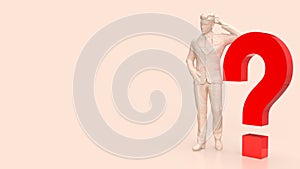 The man and red question mark 3d rendering