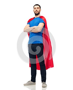 Man in red superhero cape