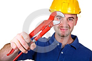 Man with red tool