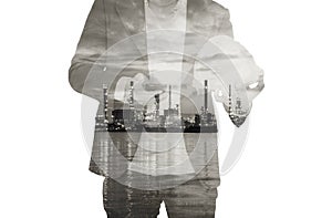 Man with refinary miror