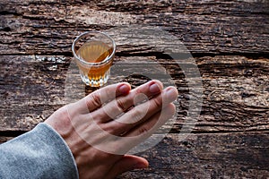 Man refuses alcohol on table