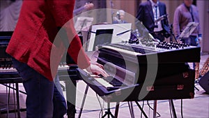Man Rehearse Playing Music on the Piano Keyboard on Jazz Concert 4K