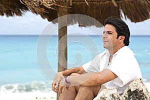 Man relax in cancun beach