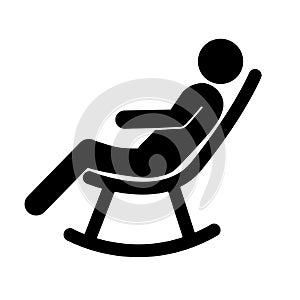 man relaxation or resting on rocking chair icon