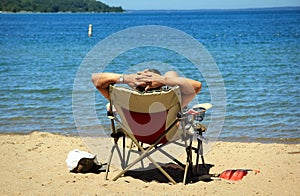 Man Relaxing on Beach