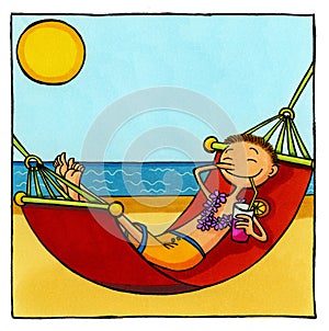 Man relaxing in hammock