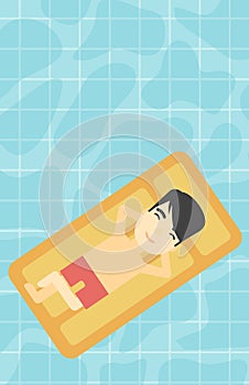 Man relaxing in swimming pool vector illustration.