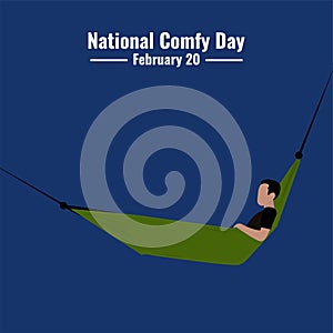 Man relaxing using Hammock, National Comfy Day design concept, suitable for social media post template, poster, greeting card, ban