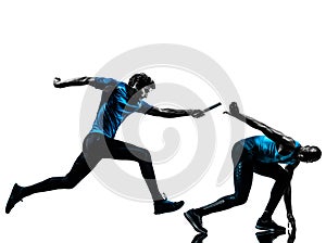Man relay runner sprinter silhouette photo