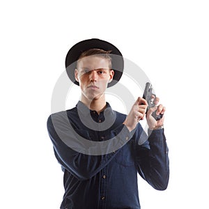 Man reloading a gun