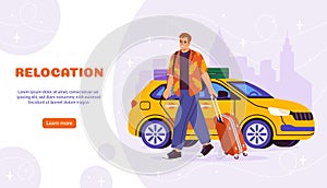 Man with relocation vector poster
