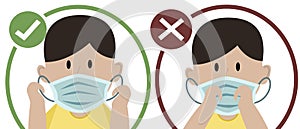 Man remove protective medical facial mask cartoon design vector illustration.