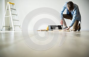 Man renovating the house concept photo