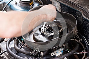 Car engine repair service photo