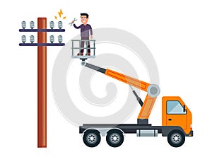 man repairing an electric pole.