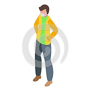 Man respiratory protection icon isometric vector. Health smog