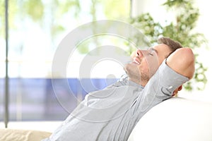 Man resting and breathing at home